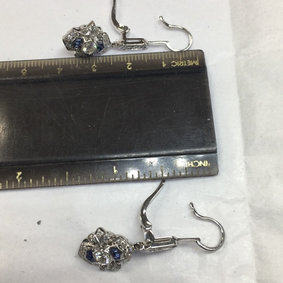 NEW 18K white gold diamonds sapphire earrings - Picture 3 of 4